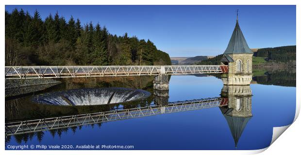 Pontsticill Reservoir Mirror-like Refection. Print by Philip Veale