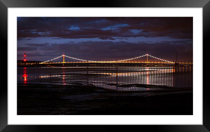 Illuminated Severn Crossing Framed Mounted Print by Karl McCarthy