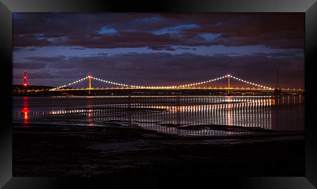 Illuminated Severn Crossing Framed Print by Karl McCarthy