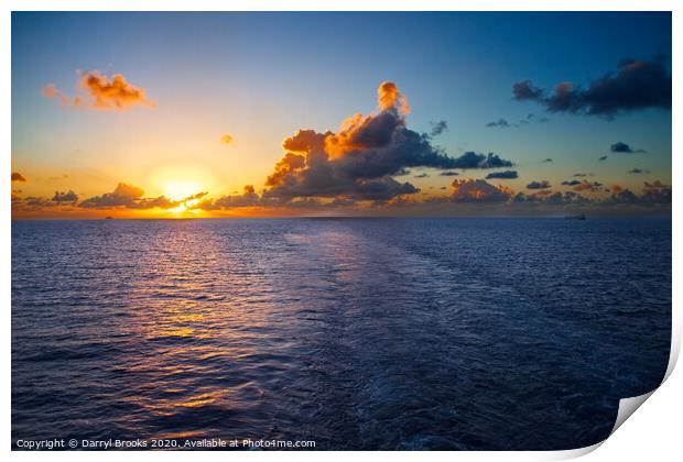 Beautiful Sunset Over the Sea Print by Darryl Brooks