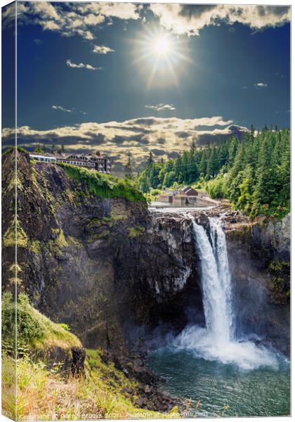 Sun over Snoqualmie Falls Canvas Print by Darryl Brooks