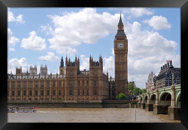 Iconic Big Ben and Westminster Bridge View Framed Print by Chris Day