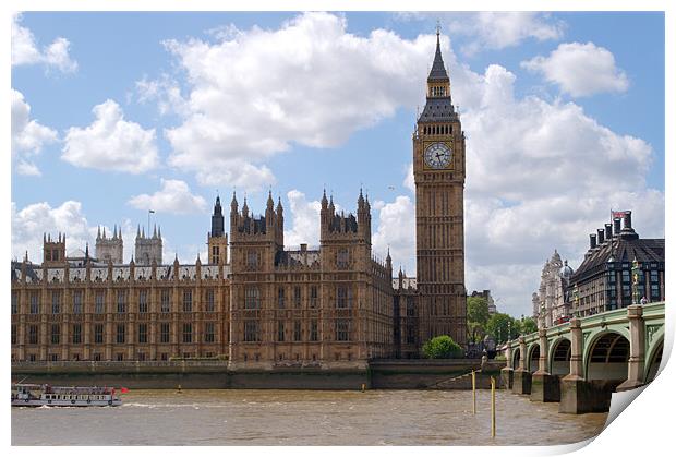 Iconic Big Ben and Westminster Bridge View Print by Chris Day