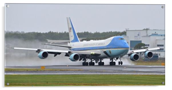 Air Force One departing Prestwick Acrylic by Allan Durward Photography