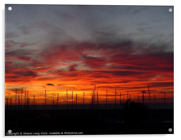 Fiery Sunset in Tenerife Acrylic by Photography by Sharon Long 
