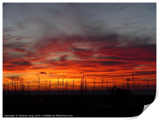 Fiery Sunset in Tenerife Print by Photography by Sharon Long 