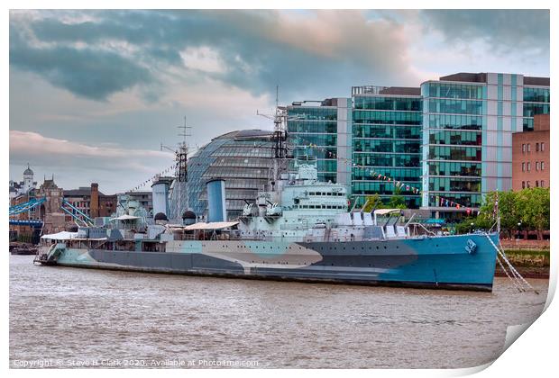 HMS Belfast Print by Steve H Clark