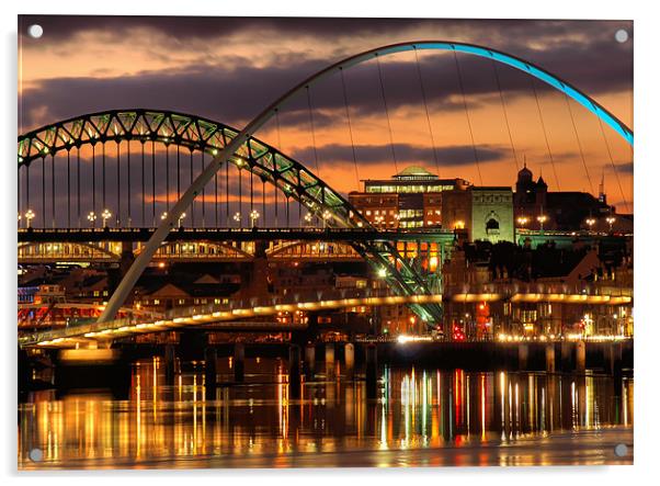 Tyne Bridges,Newcastle Acrylic by Ray Pritchard