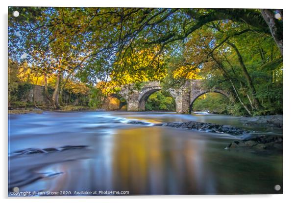 Serene Bridge Over River Dart Acrylic by Ian Stone