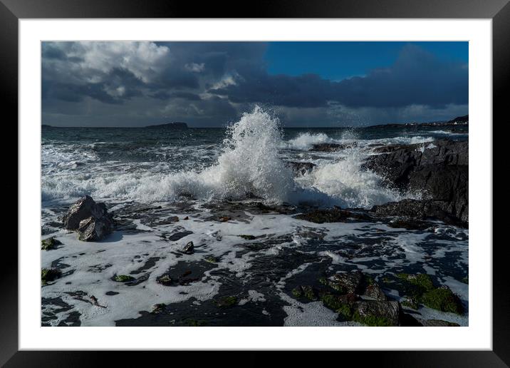 Waves crashing on the rocks Framed Mounted Print by Rich Fotografi 