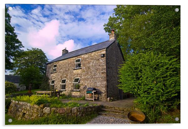 Welsh Slate Cottage Acrylic by Simon Litchfield