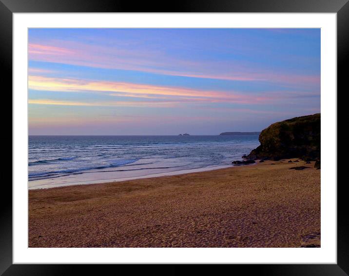 Majestic Sunset at Godrevy Lighthouse Framed Mounted Print by Beryl Curran