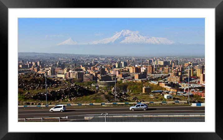 Legendary mount Ararat and Yerevan city. Framed Mounted Print by Mikhail Pogosov