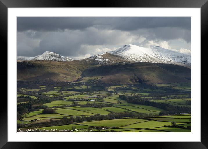 Brecon Beacons as another storm approaches. Framed Mounted Print by Philip Veale