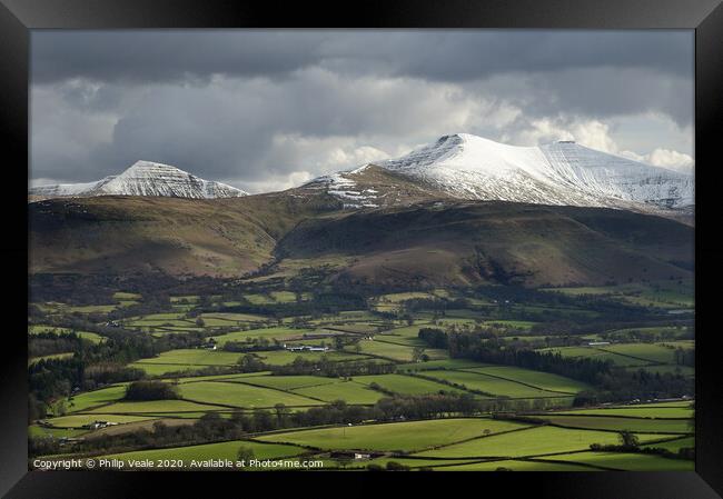Brecon Beacons as another storm approaches. Framed Print by Philip Veale