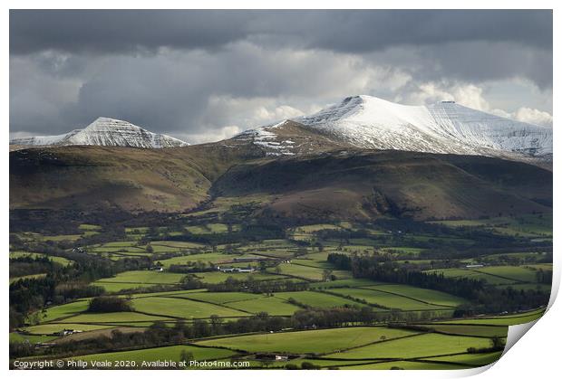 Brecon Beacons as another storm approaches. Print by Philip Veale