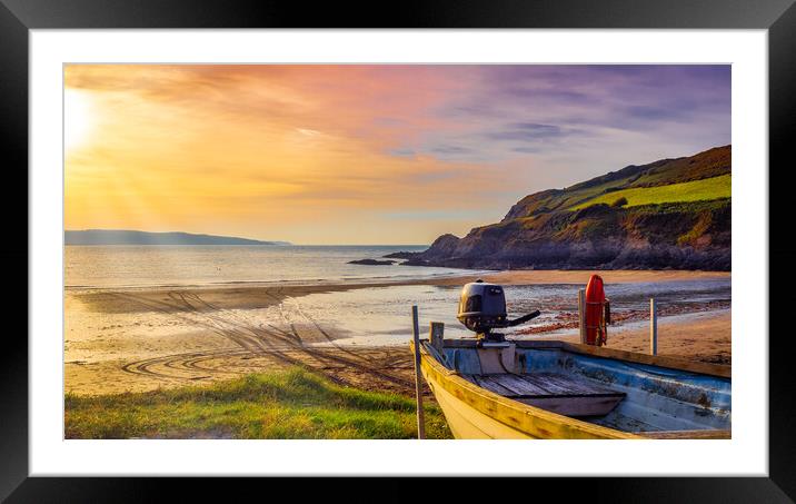 Pwll Gwaelod Sunset, Pembrokeshire, Wales, UK Framed Mounted Print by Mark Llewellyn