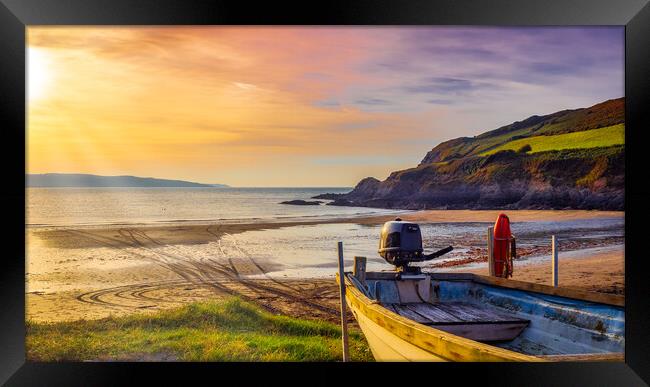 Pwll Gwaelod Sunset, Pembrokeshire, Wales, UK Framed Print by Mark Llewellyn