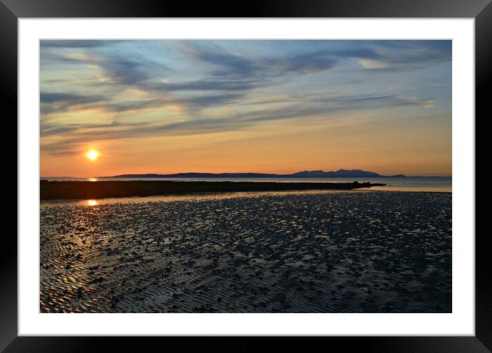 Arran sunset from Greenan  beach Ayr Framed Mounted Print by Allan Durward Photography
