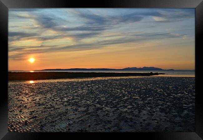 Arran sunset from Greenan  beach Ayr Framed Print by Allan Durward Photography