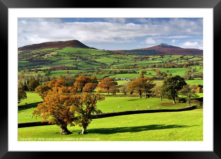 Sugar Loaf and Skirrid in the Shades of Autumn. Framed Mounted Print by Philip Veale