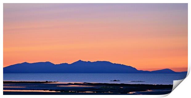 Autumnal glow at Dusk over Arran peaks Print by Allan Durward Photography