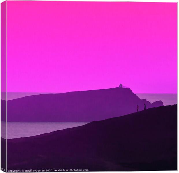 Pink Sky over the headland Canvas Print by Geoff Tydeman