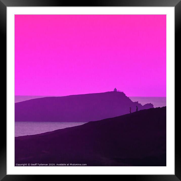 Pink Sky over the headland Framed Mounted Print by Geoff Tydeman