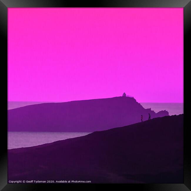 Pink Sky over the headland Framed Print by Geoff Tydeman