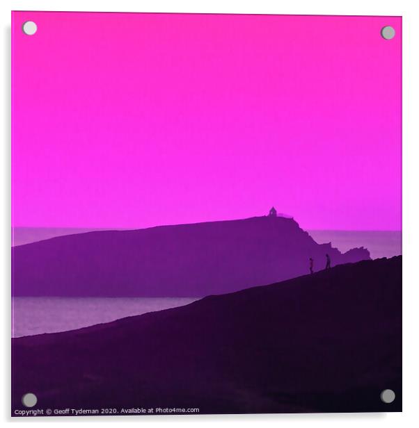 Pink Sky over the headland Acrylic by Geoff Tydeman