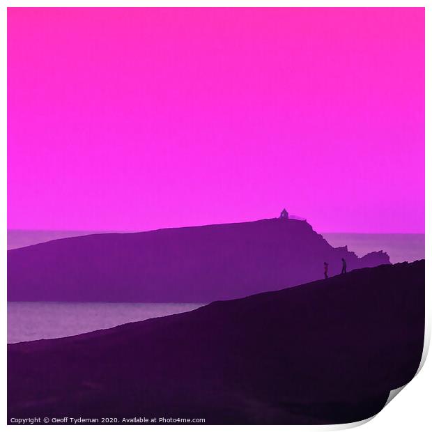 Pink Sky over the headland Print by Geoff Tydeman