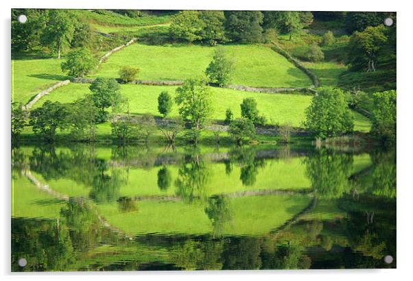 Reflections on Rydal Water Acrylic by Pete Hemington