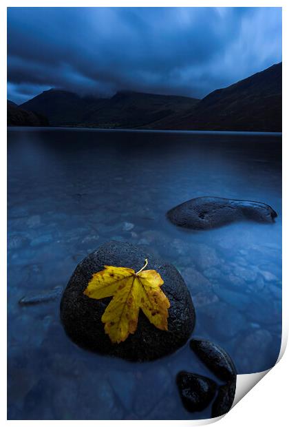 Autumn blue hour on Wastwater, Lake District Print by John Finney