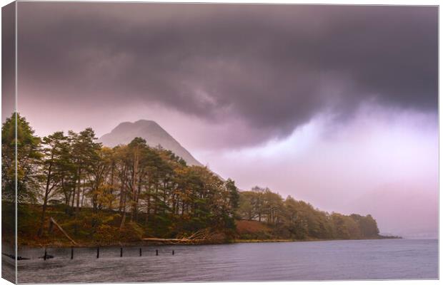 Wastdale and Yewbarrow soft light with rain Canvas Print by John Finney