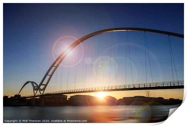 Sunset behind the Infinity Bridge, Stockton-on Tee Print by Phill Thornton