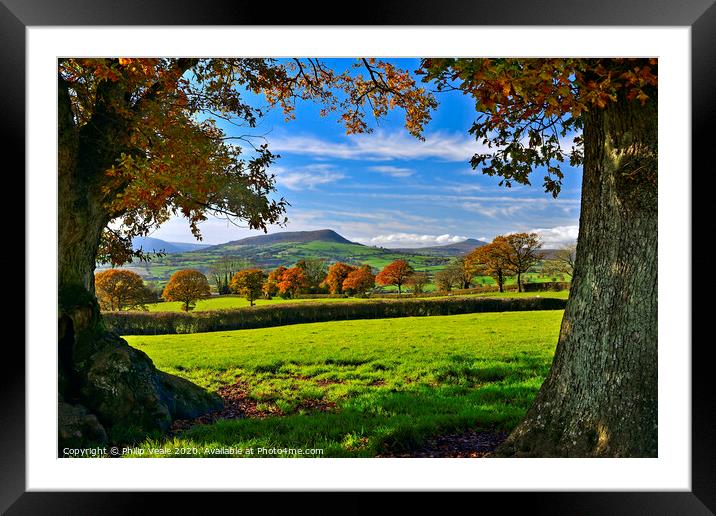 Skirrid and Sugar Loaf in an Autumn Frame. Framed Mounted Print by Philip Veale