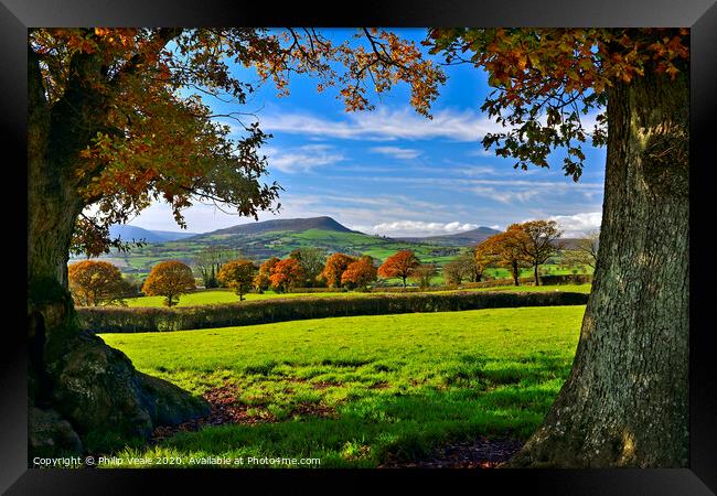 Skirrid and Sugar Loaf in an Autumn Frame. Framed Print by Philip Veale