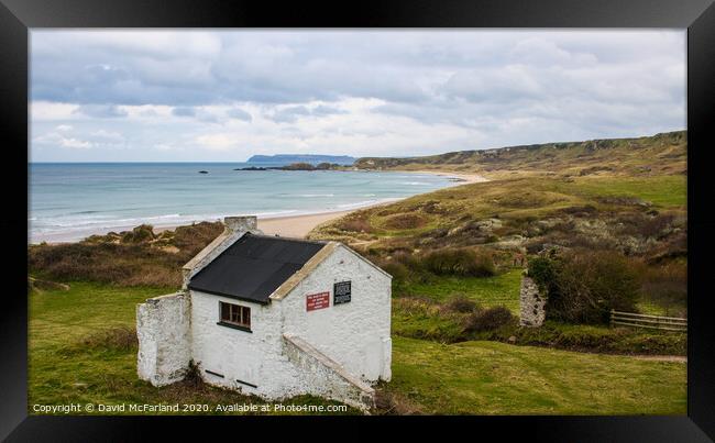 The old youth hostel at Whitepark Bay, Northern Ir Framed Print by David McFarland