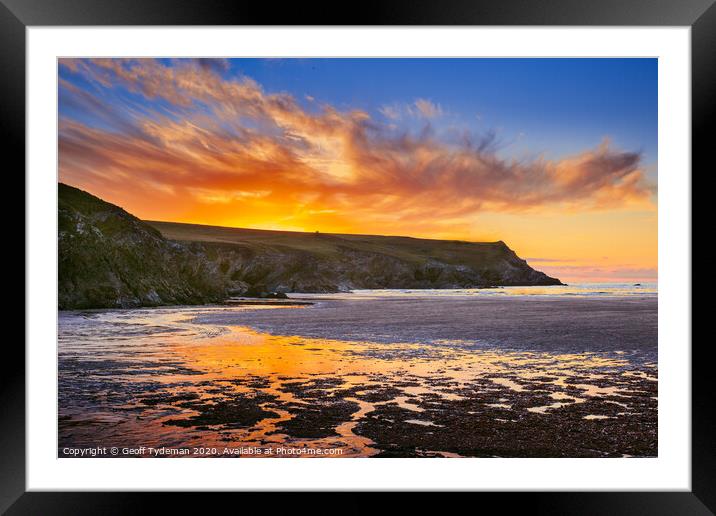 Sunset over Porth Joke Beach Framed Mounted Print by Geoff Tydeman
