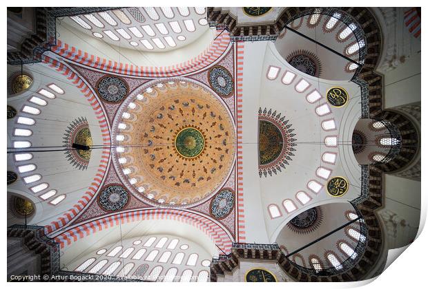 Suleymaniye Mosque Ceiling Print by Artur Bogacki