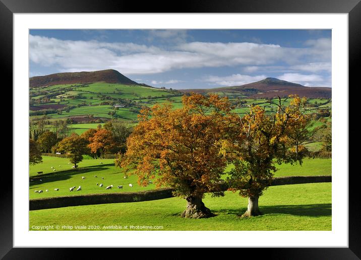 Skirrid and Sugar Loaf Mountains in Autumn. Framed Mounted Print by Philip Veale