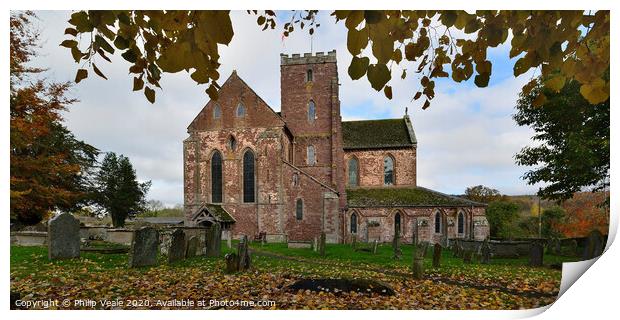 Dore Abbey in Autumn. Print by Philip Veale