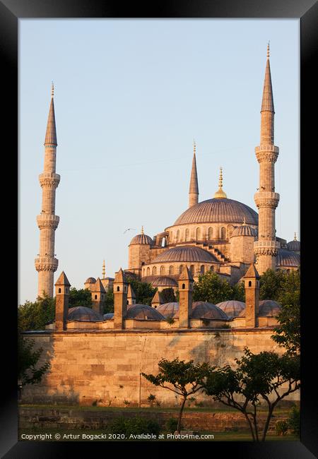 Blue Mosque in Istanbul at Sunrise Framed Print by Artur Bogacki
