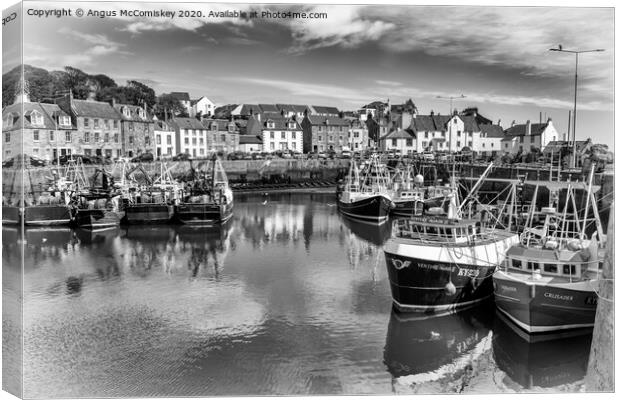 Pittenweem Harbour mono Canvas Print by Angus McComiskey