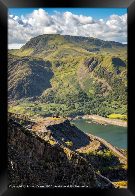 Snowdonia Mountain from Slate Quarry Framed Print by Adrian Evans