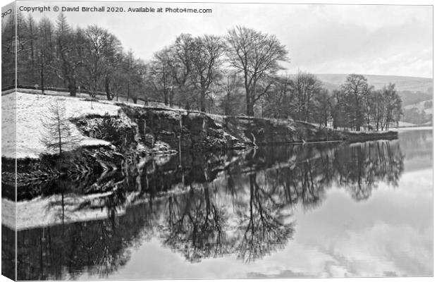 Reflections at Errwood Reservoir, Derbyshire Canvas Print by David Birchall