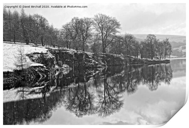 Reflections at Errwood Reservoir, Derbyshire Print by David Birchall