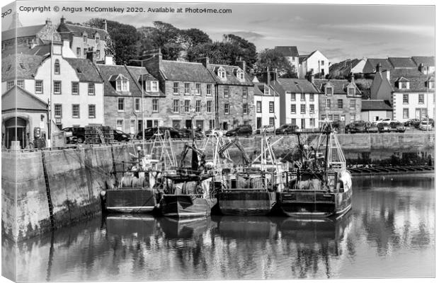 Fishing boats in Pittenweem Harbour mono Canvas Print by Angus McComiskey