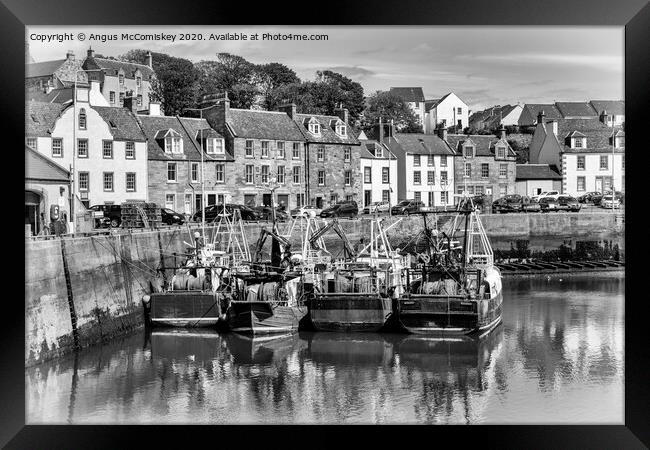 Fishing boats in Pittenweem Harbour mono Framed Print by Angus McComiskey