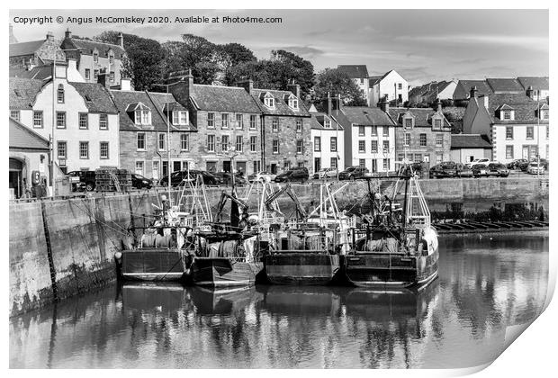 Fishing boats in Pittenweem Harbour mono Print by Angus McComiskey